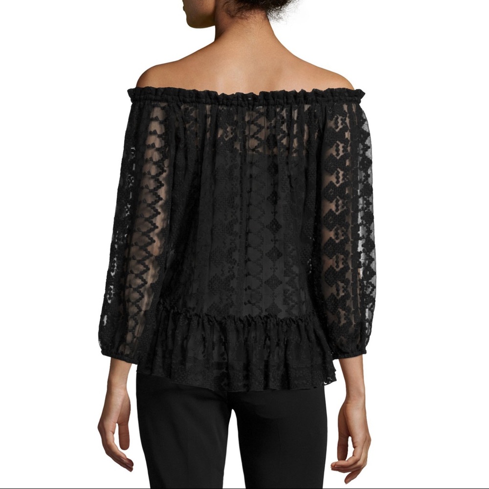 Rebecca Taylor Embroidery Chiffon Off Shoulder Top - Picture 8 of 8